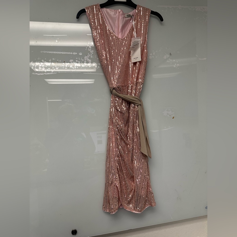 Grace Karin Women's Sleeveless Sequin Dress in Pink New With Tags Size Small